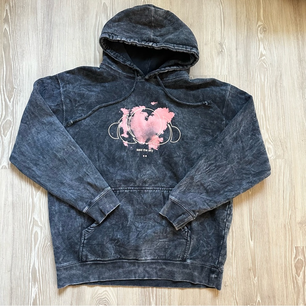 said the sky - gray washed cloud hoodie with pink details